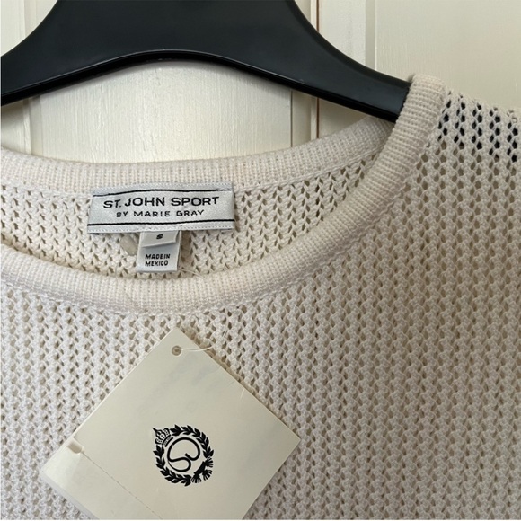 NWT St. John Sport Open Knit Mesh White Tank - Picture 4 of 5